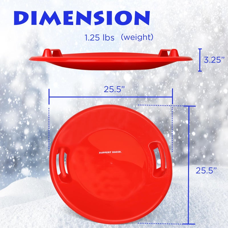 Slippery Racer Heavy-Duty Cold Resistant Downhill Pro Adults and Kids Plastic Outdoor Winter Saucer Disc Snow Sled with Handles (RED, 3) - Image 4